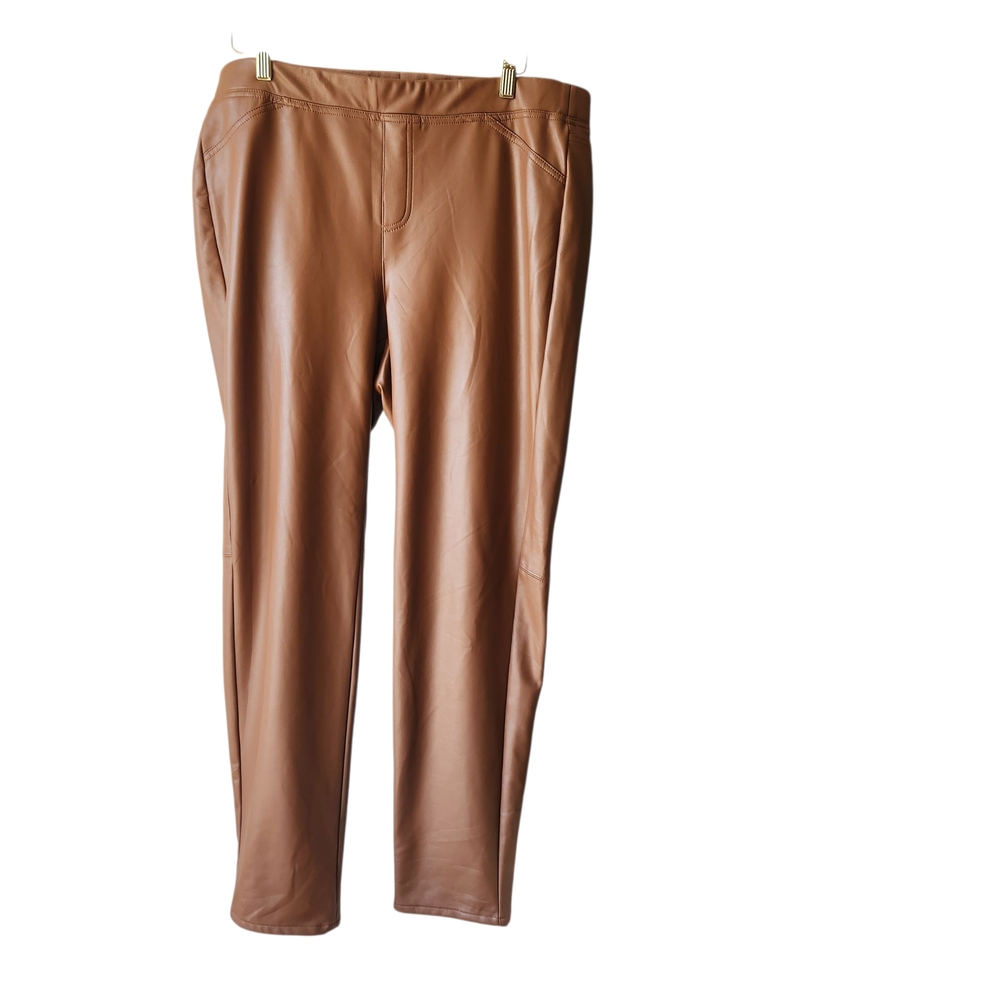J. Jill Faux Leather Pants Vegan Brown Size XL Tall Slim Leg